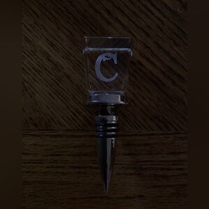Crystal wine bottle stopper with “C” initial